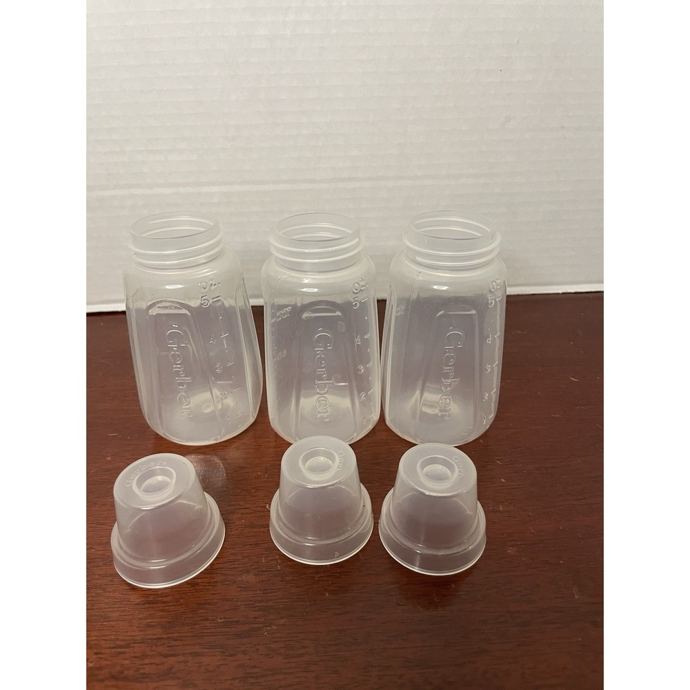 Vtg Gerber Baby Bottle Clear Blue Plastic Pyramid Nurser 4 oz No Nipples